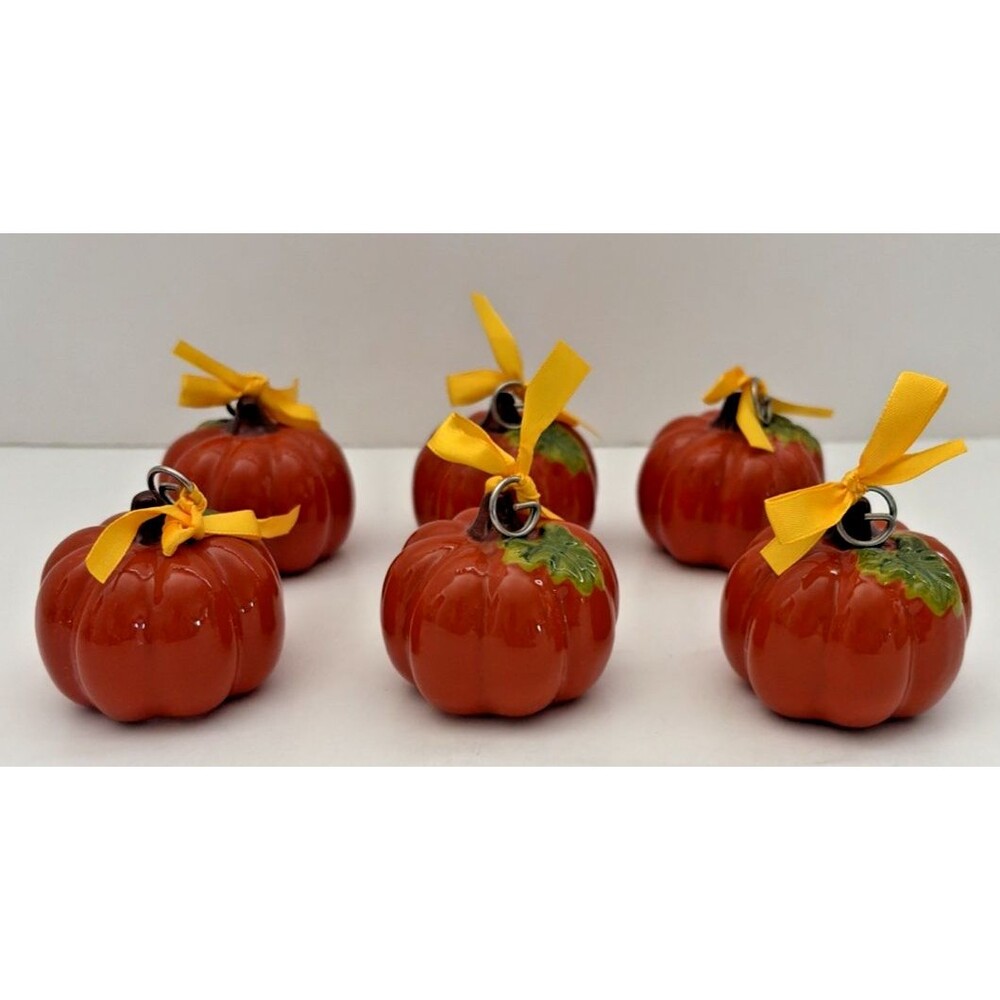 temp-tations Ceramic Pumpkin Place Card Holders Fall Thanksgiving Set of  6